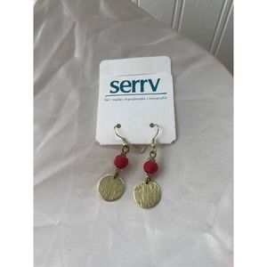 Vintage Deadstock Gold and Red Dangle Earrings